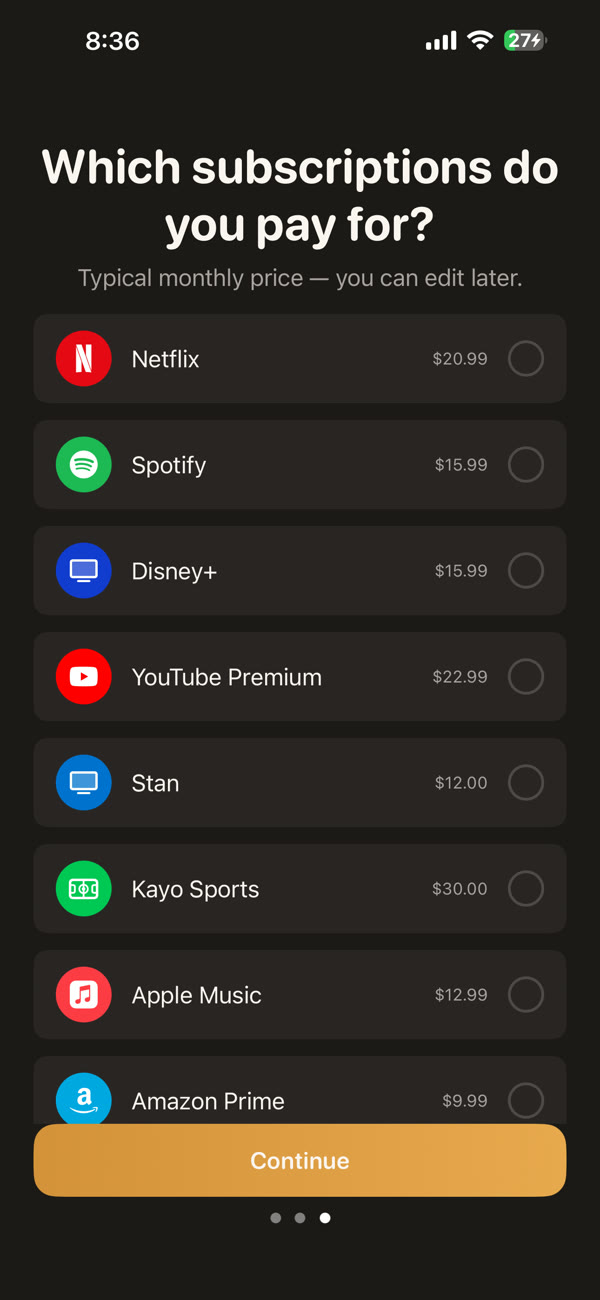 Banjo subscription picker