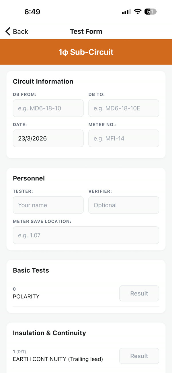 SparkyToolkit test form for sub-circuit