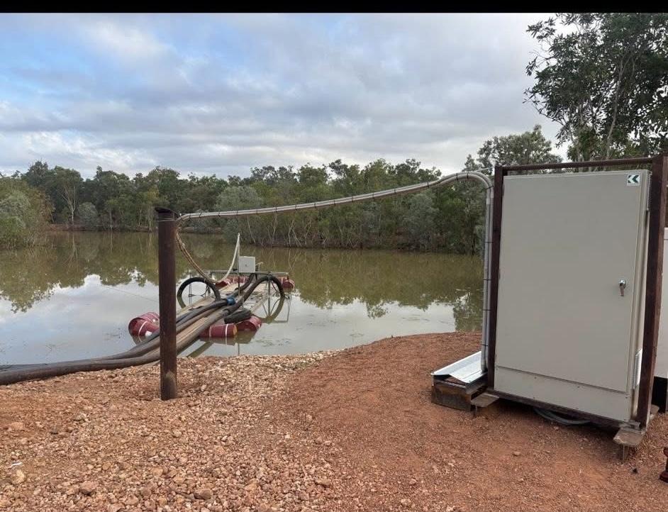 Pump station at the dam with control enclosure